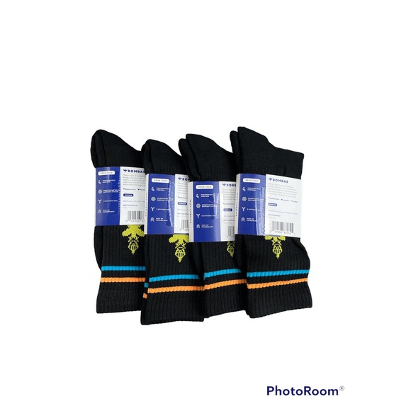 NWT, Unisex, Bombas, Calf Length Socks, Black and Neon - Picture 2 of 2